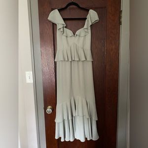 Show Me Your Mumu; moss green Reese Ruffle Dress; size small
